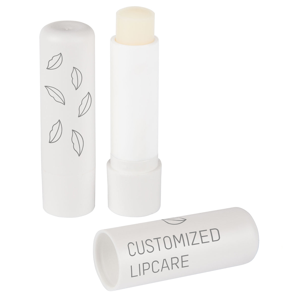 Lippenpflegestift in Weiß, Sand oder Schwarz mit Logo – Weiß
