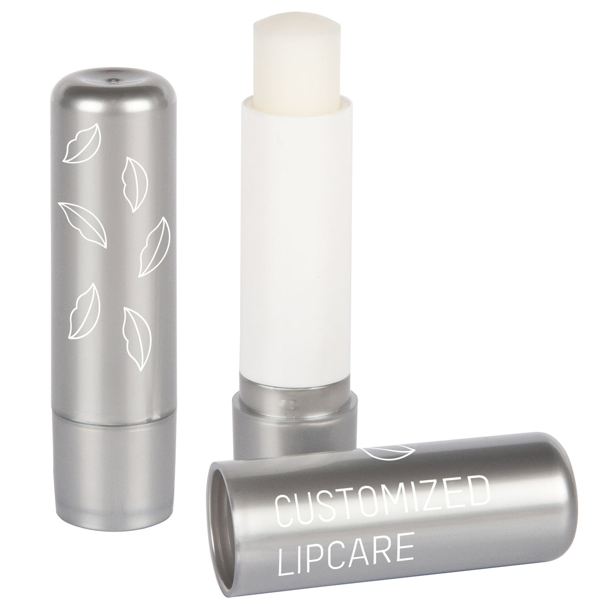 Lippenpflegestift Metallic in Gold oder Silber mit Logo – Silber