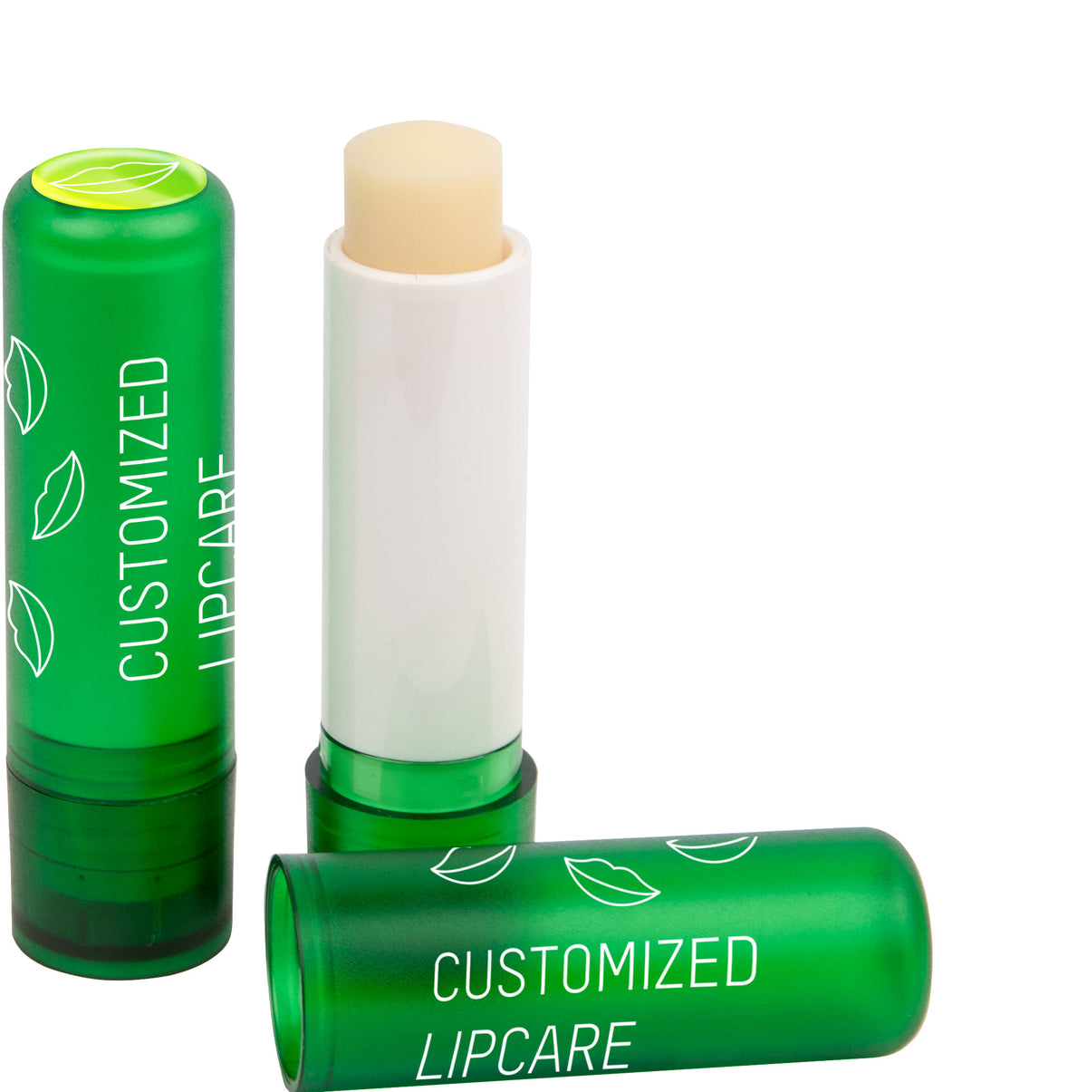 Lippenpflegestift mit 4c Doming Logo auf der Kappe – Grün