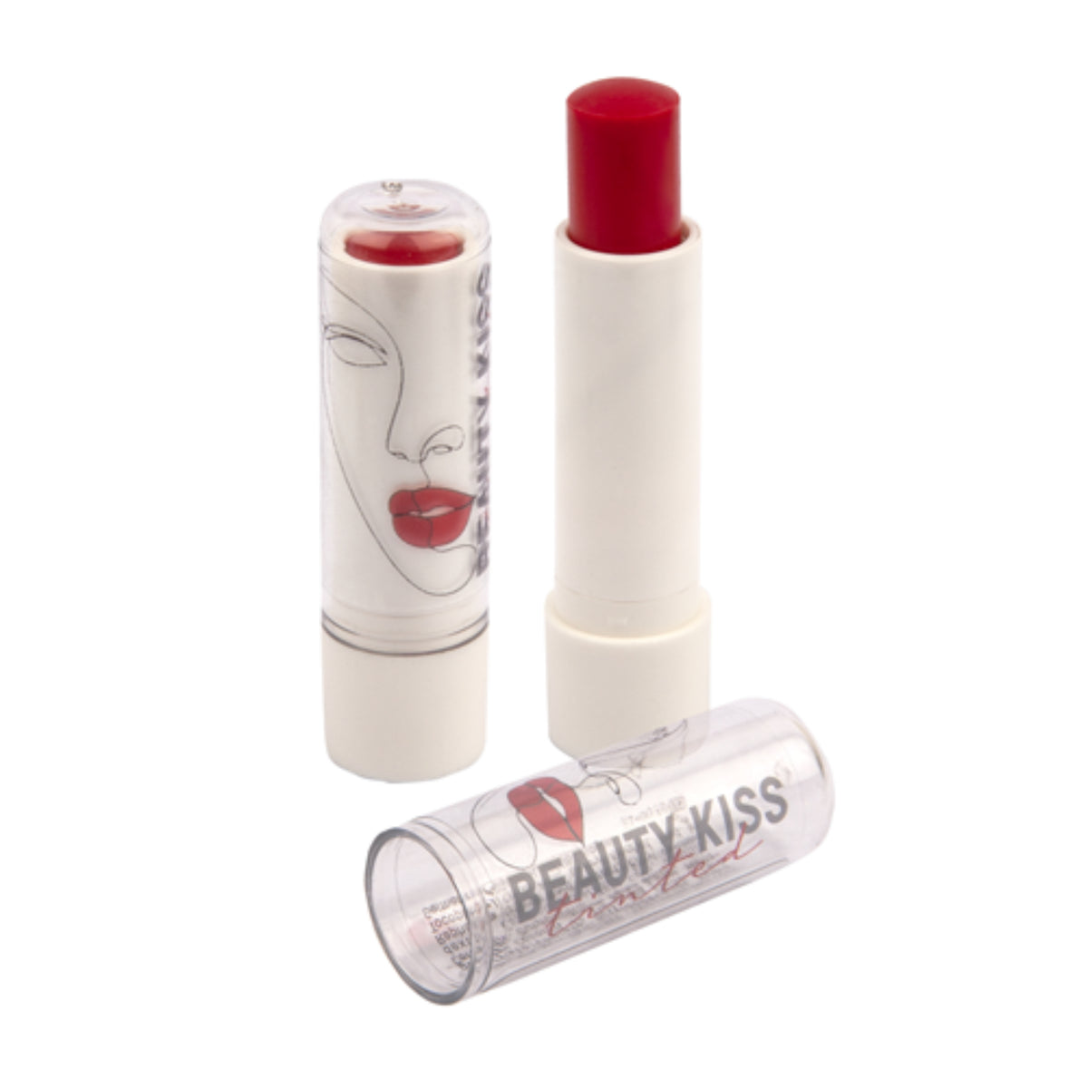 Lippenpflegestift mit rotem Farbhauch und Logo