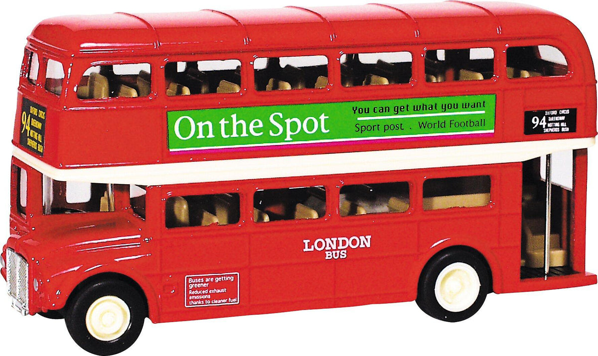 London Bus aus Spritzguss in Rot mit Rückzugmotor, 12er Set – Ansicht