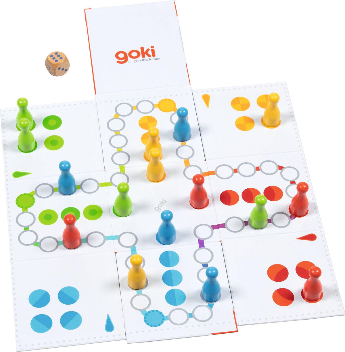 Ludo XXL zum Aufklappen als Würfel mit 18 Spielteilen
