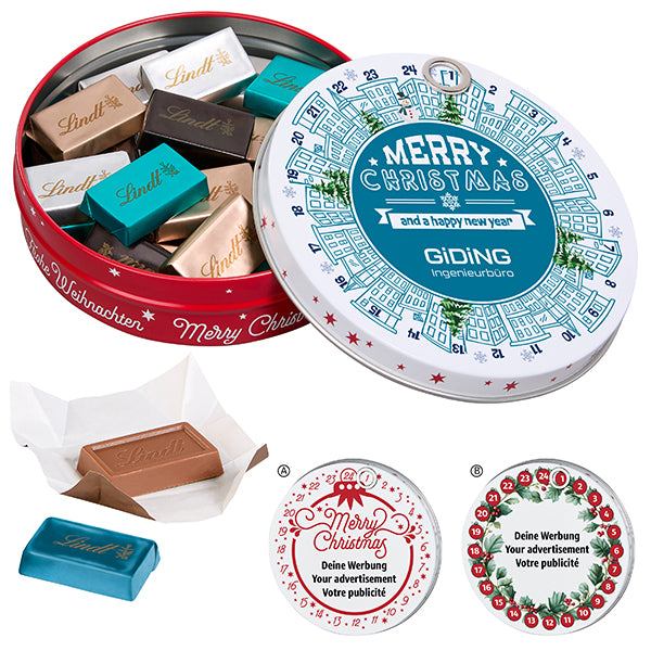 Magnetdosen Adventskalender mit Lindt Naps, 120 g