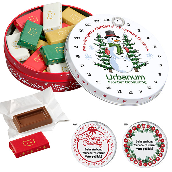 Magnetdosen Adventskalender mit Vollmilch Naps, 110 g