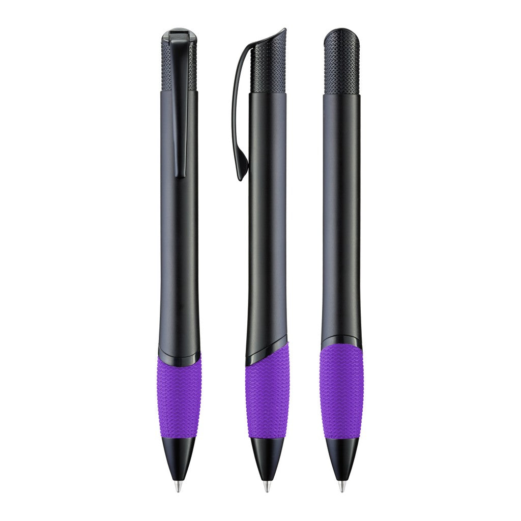 Matter Metall Druckkugelschreiber mit farbiger Griffzone – Violett