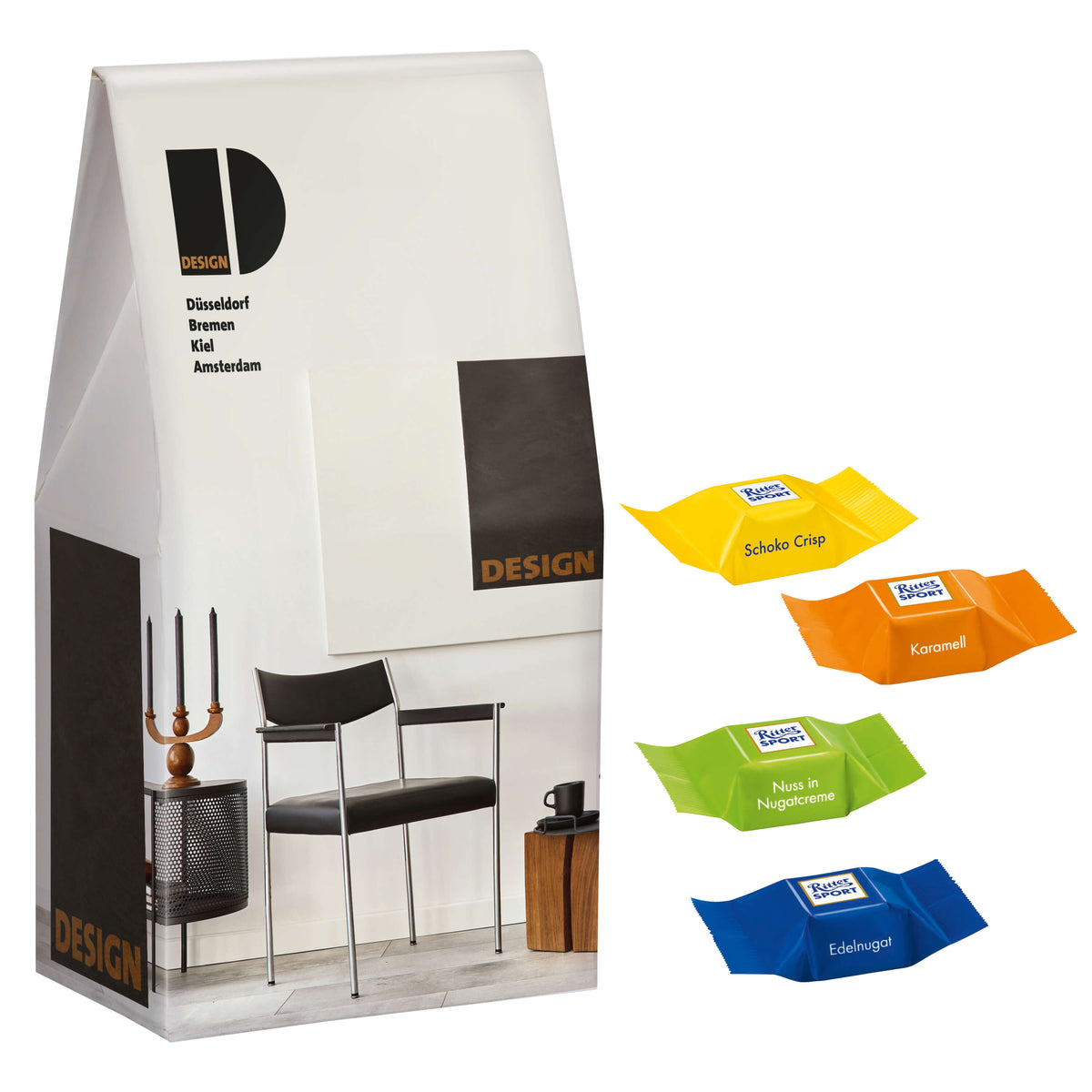 Maxi Promo Pack mit Ritter Sport Schokowürfeln als zweite Füllung