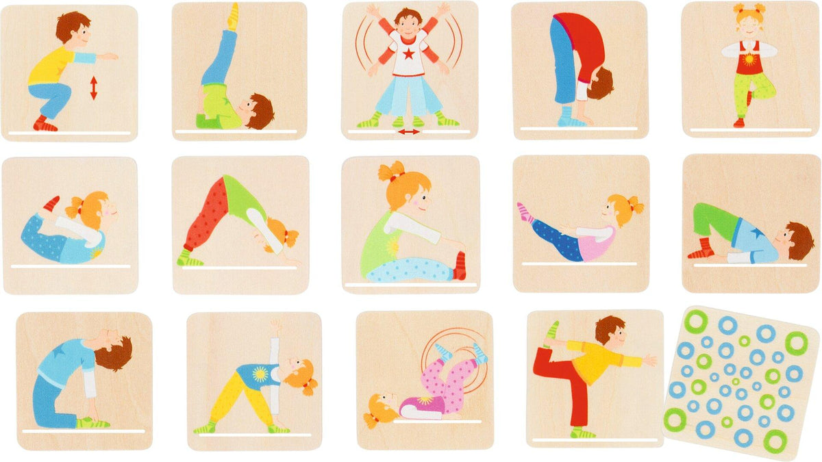 Memospiel Gymnastikübungen mit Kindern aus Holz