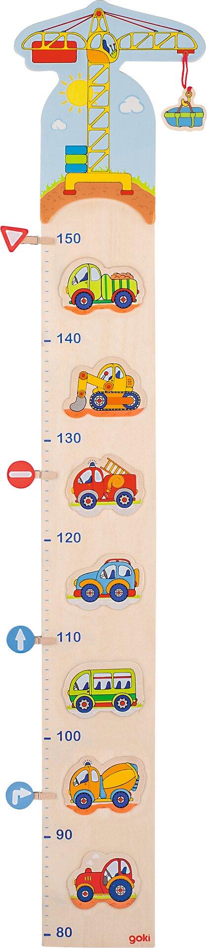 Messlatte Fahrzeuge mit Baukran und Baustellenwagen – Ansicht