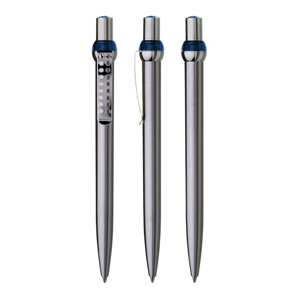 Metall Druckkugelschreiber mit gelochtem Clip