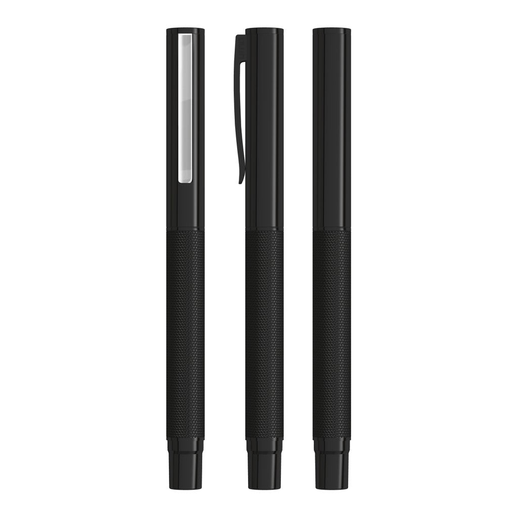 Metall Rollerball mit Meshband am Schaft – Schwarz