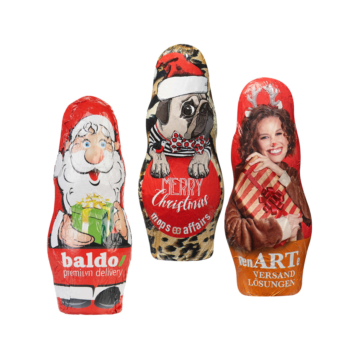 MIDI Schoko Weihnachtsmann, 28 g, in Alufolie mit Logo