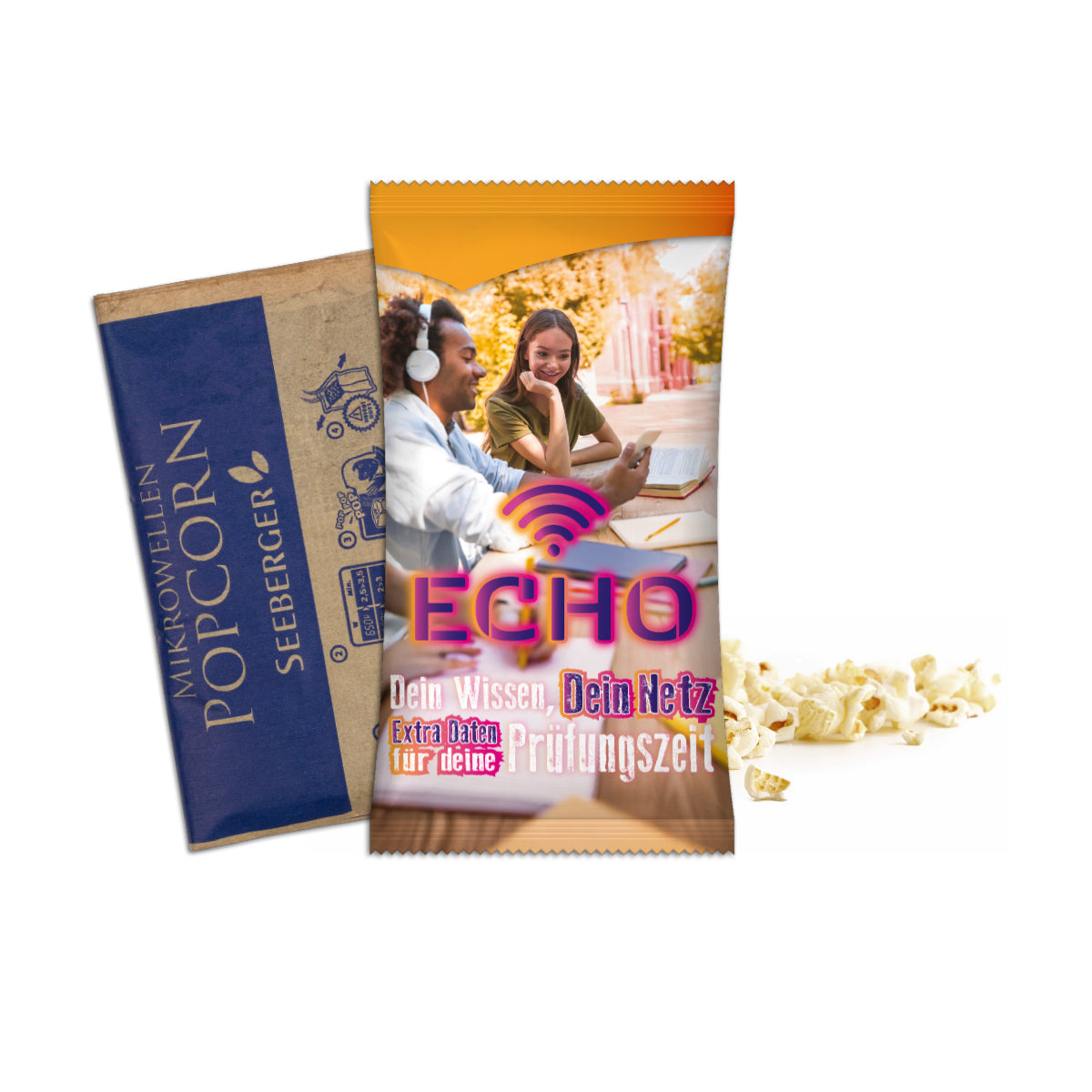 Mikrowellen Popcorn Beutel im bedruckten Werbetütchen