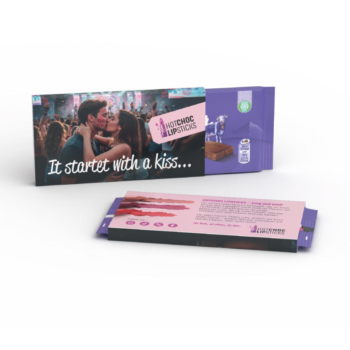 Milka kleine Alpenmilch Tafel in bedruckter Werbekartonage