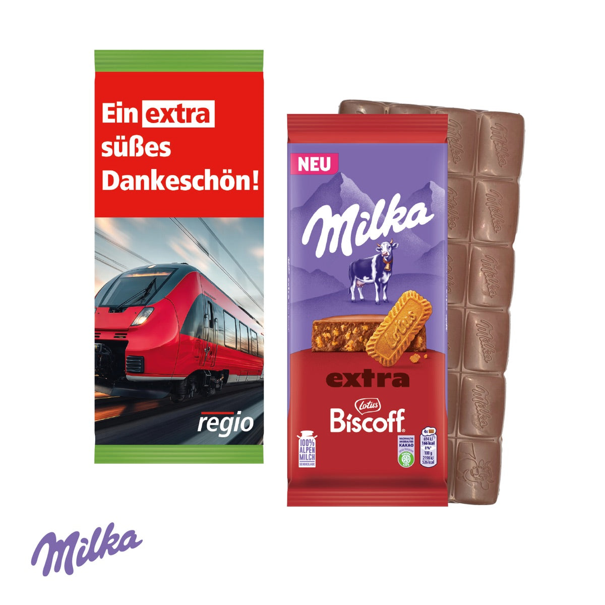 Werbeschuber für eine große Schokoladentafel, vierfarbig bedruckt
