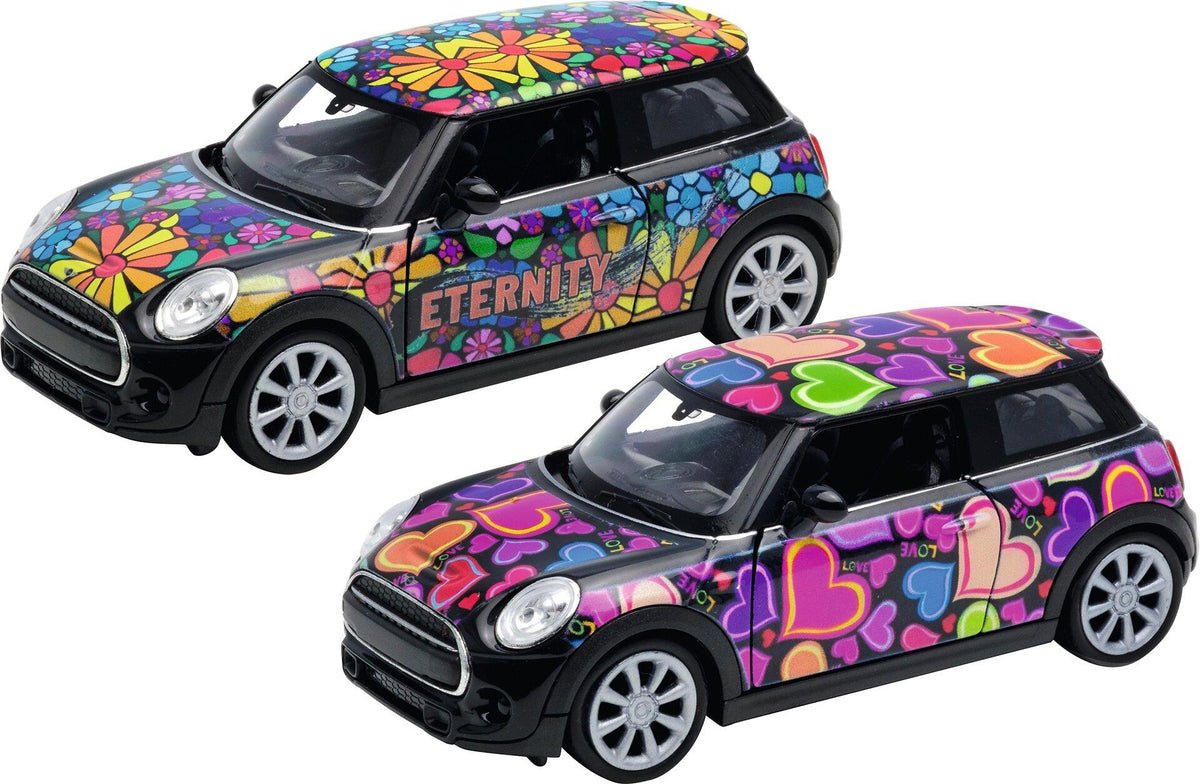 Mini Cooper Hatch Modellautos mit Blumen und Herzen