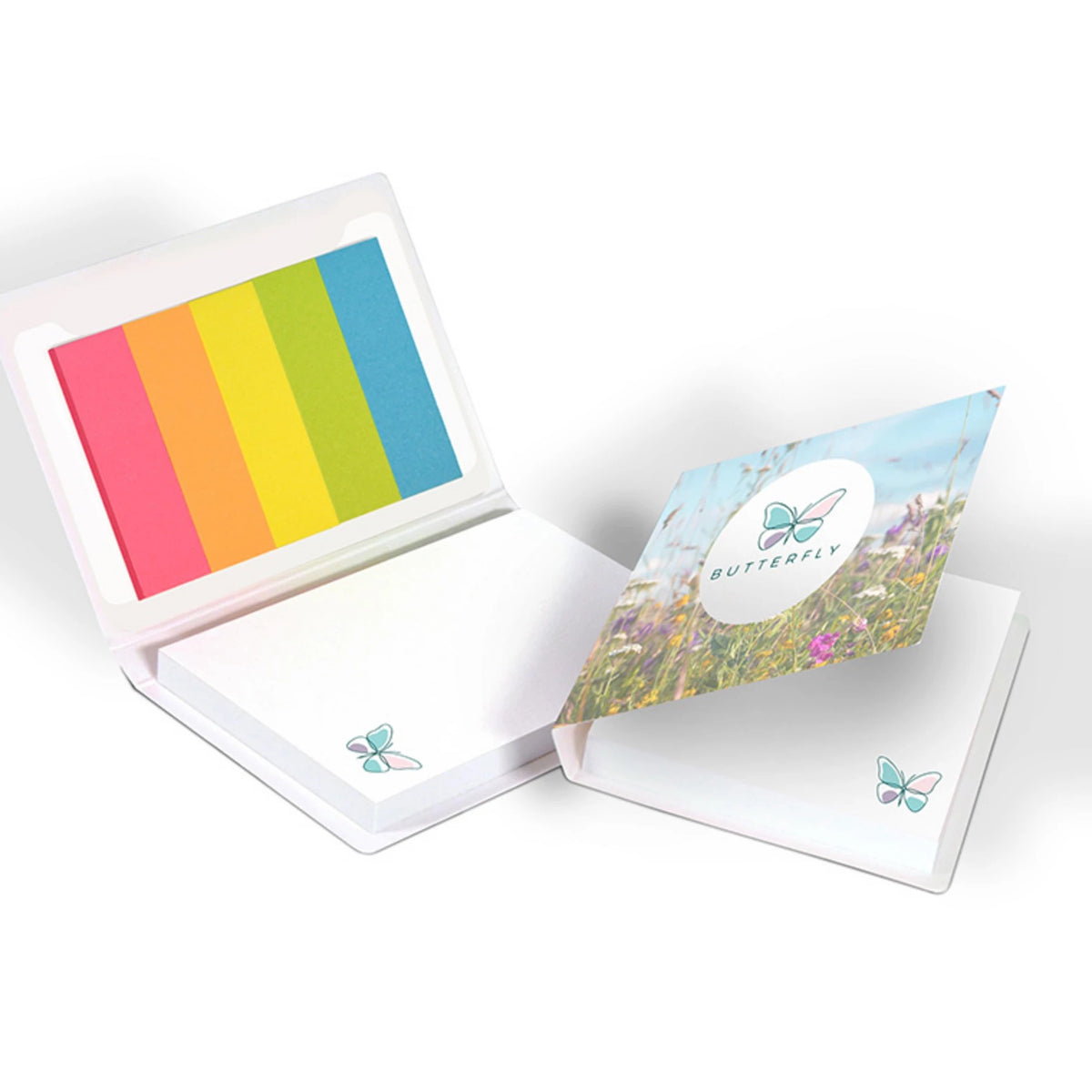Mini Haftset 54 x 76 mm für die Hosentasche mit Logo – Papiermarker neutral