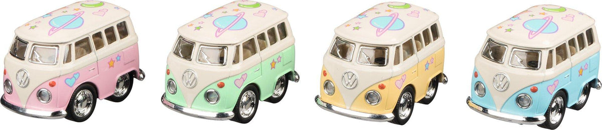 Mini Modellbus VW Microbus mit Herzen und Sternen