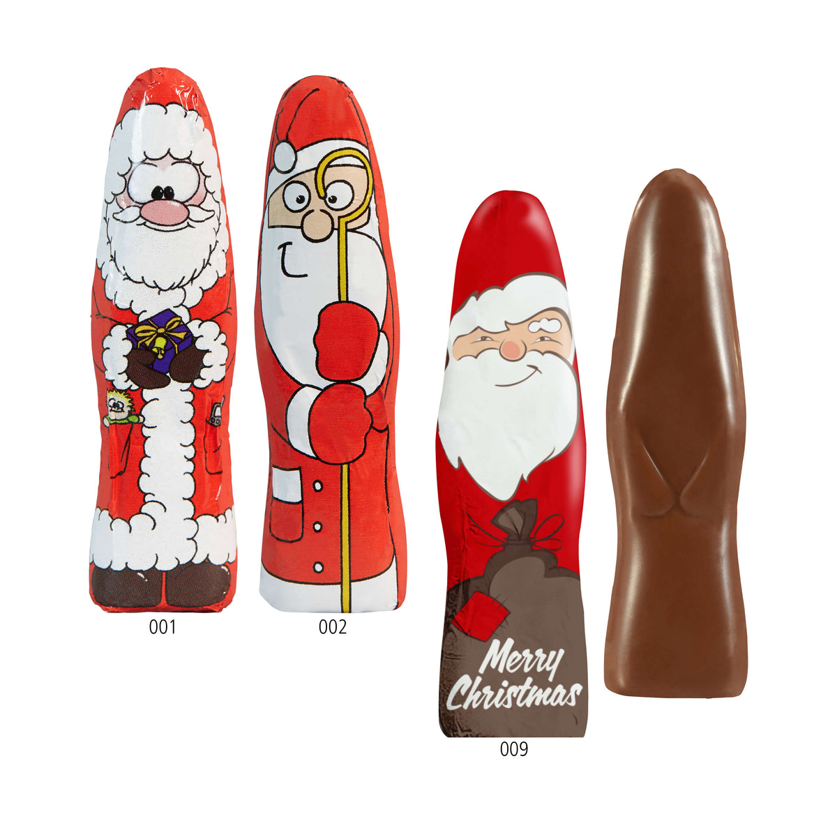 Mini Schoko Weihnachtsmännchen in bedruckter Alufolie