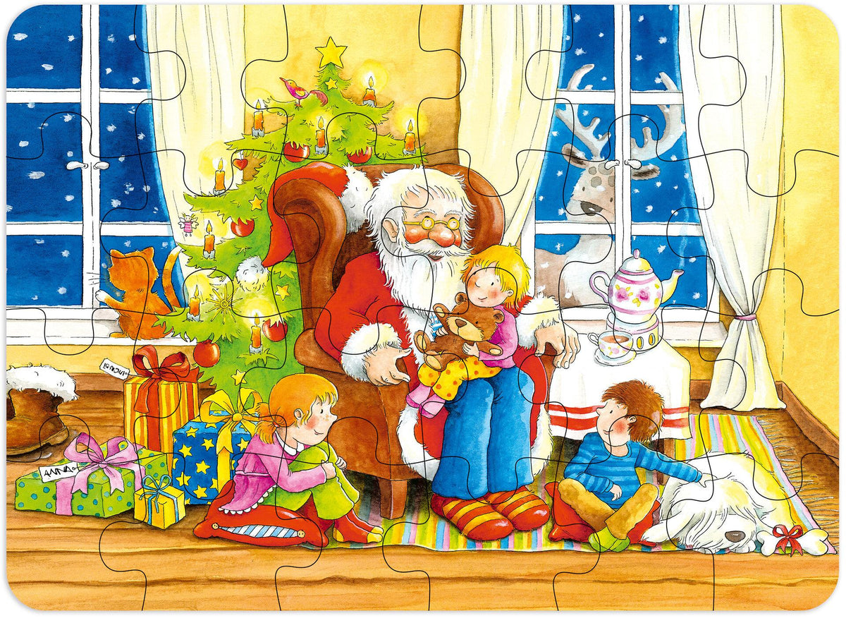 Minipuzzle Santa Claus mit Kindern aus Holz von goki