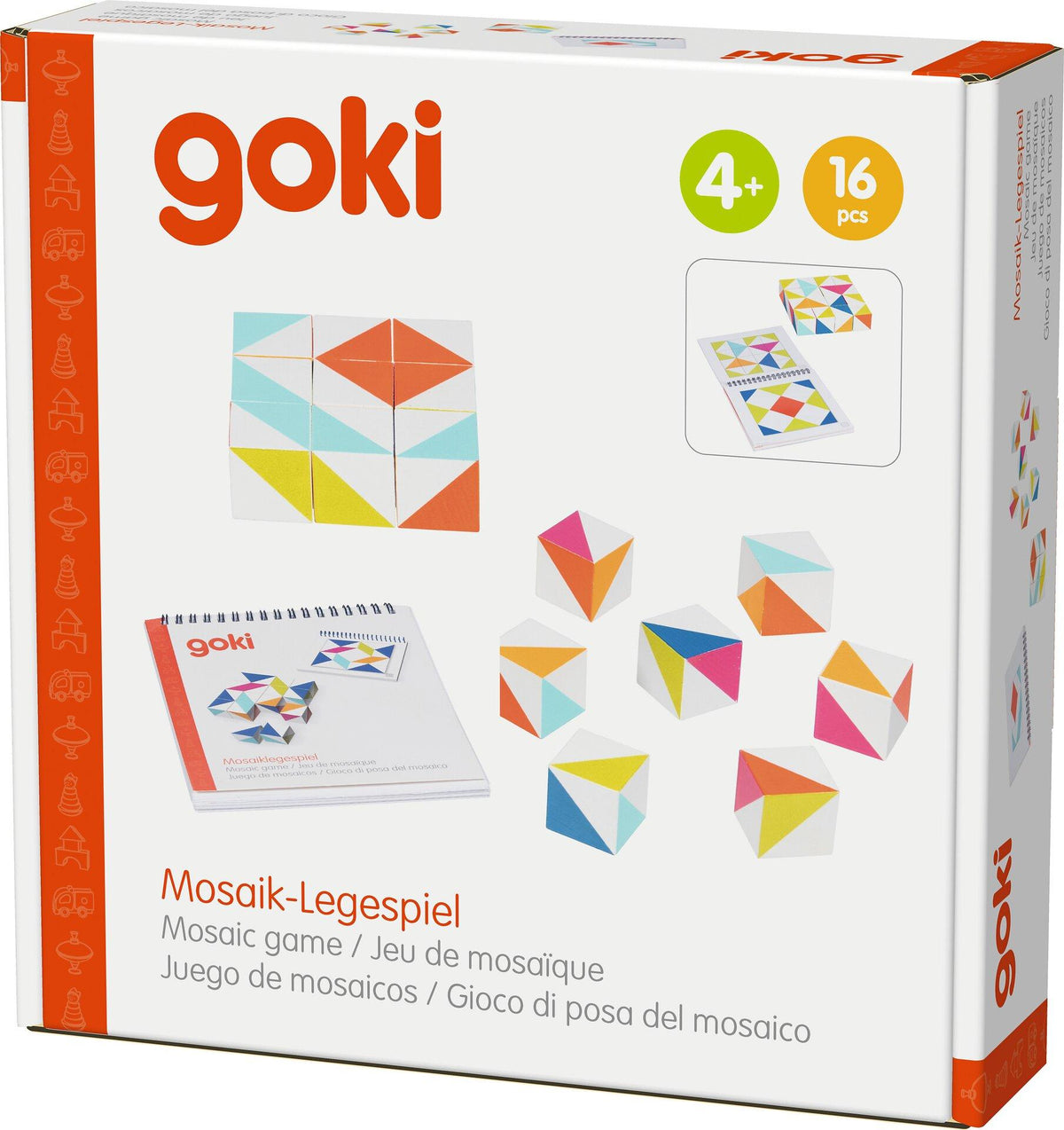 Mosaik Legespiel mit 16 Farbwürfeln und Vorlagenblock – sechste Ansicht