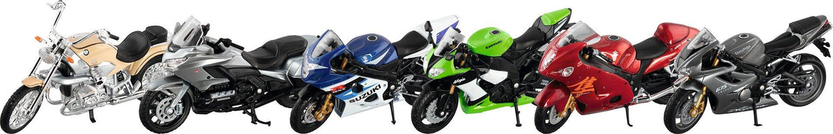 Motorrad Modelle 6er Set aus Spritzguss von goki – Ansicht
