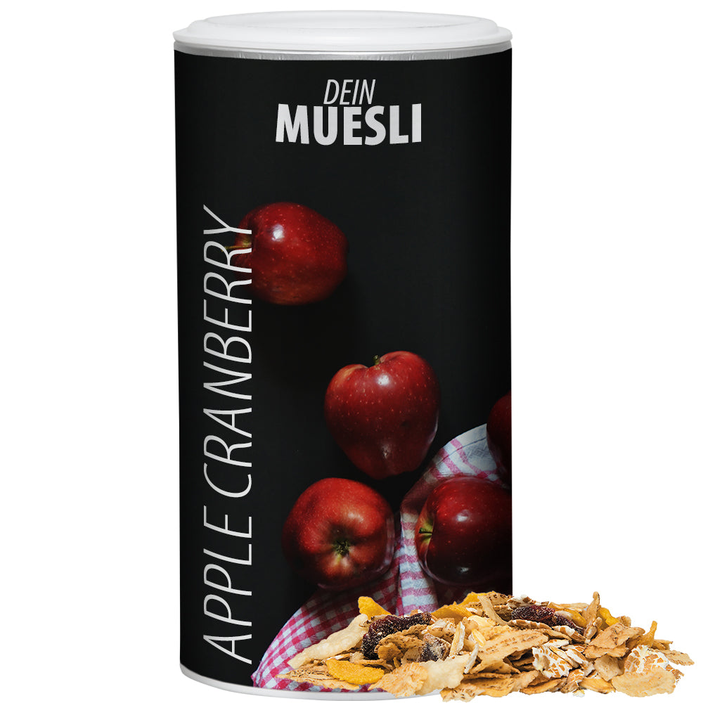 Müslimischung in der Pappdose Medium – Müsli Apfel Cranberry, ca. 160 g