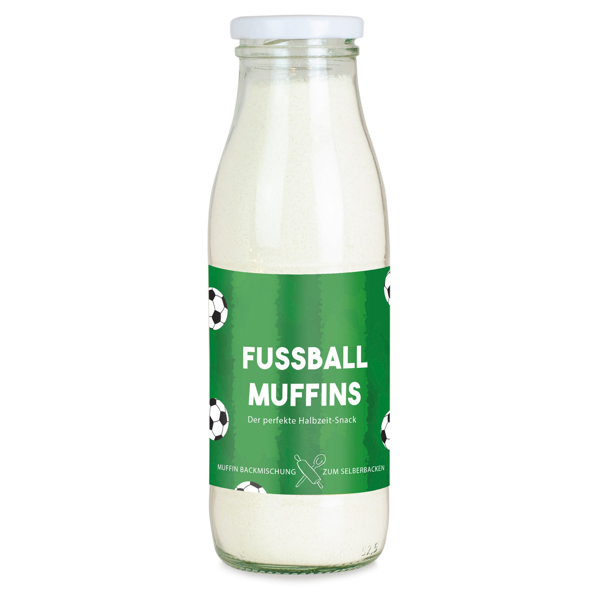 Muffin Backmischung in der Flasche 300 g mit Logo – Beispielmotiv