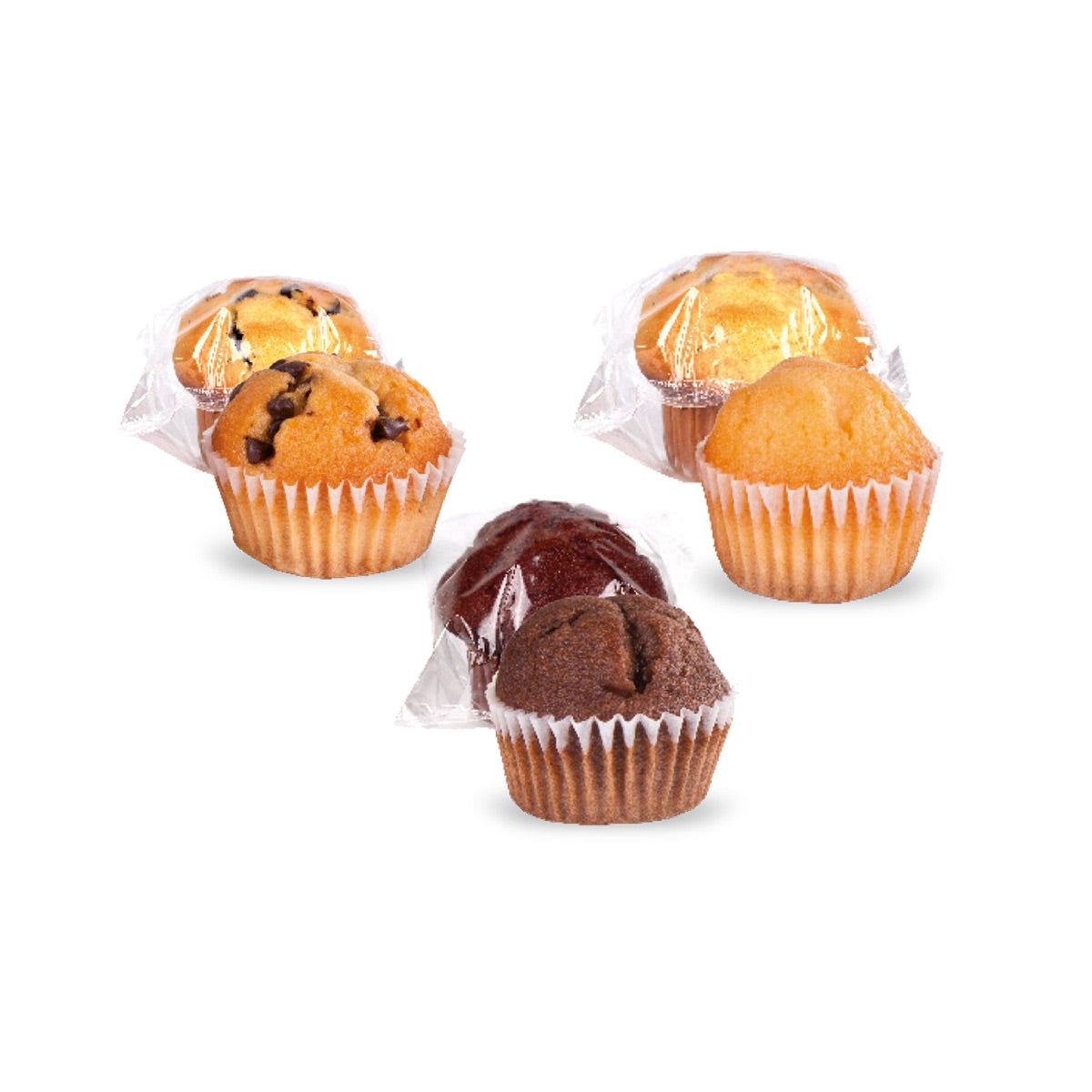 Geöffnete Würfelbox mit Mini Muffin als Füllung