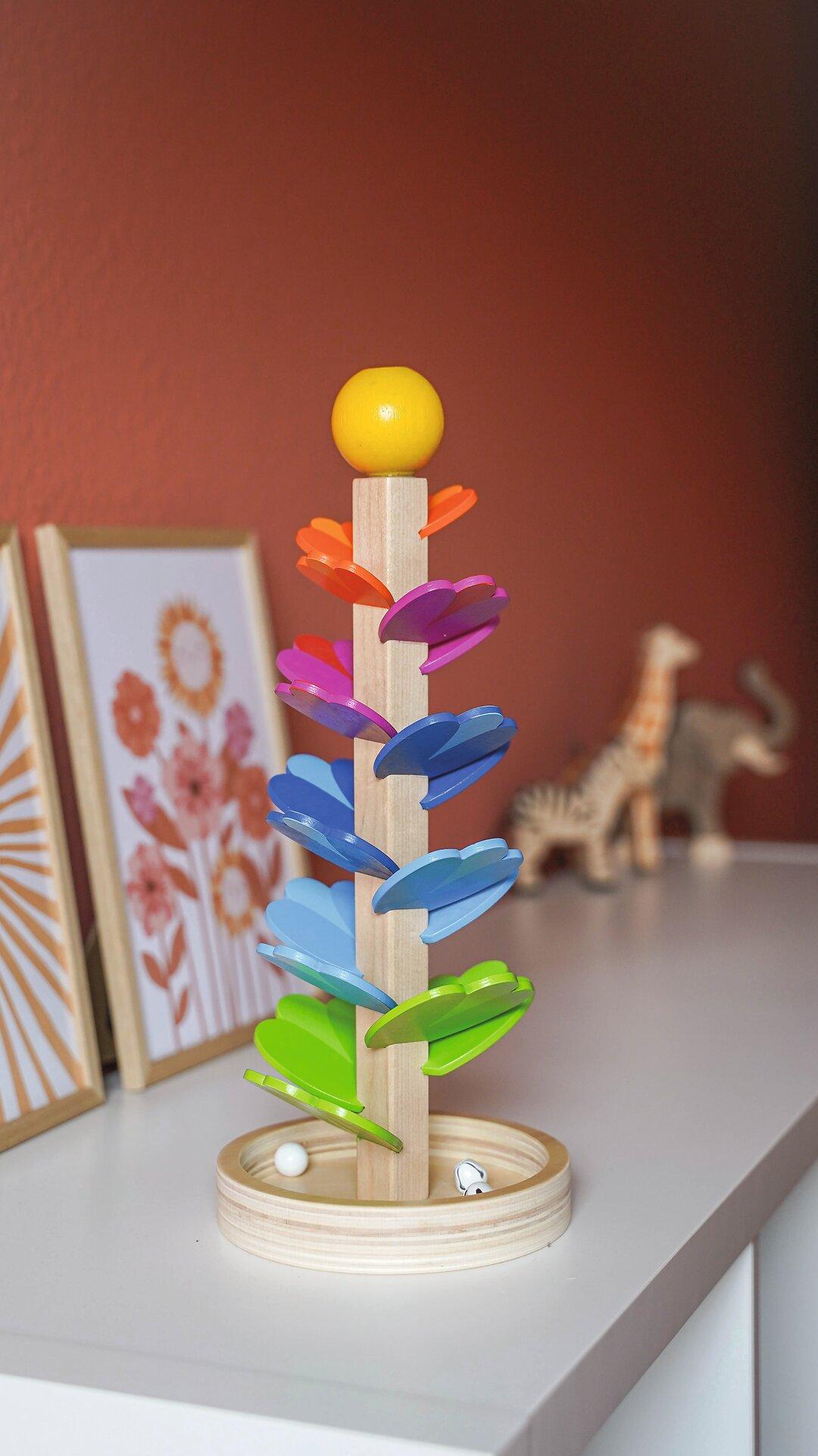 Murmelspiel Klangpagode mit gelber Kugel, 37,5 cm hoch – fünfte Ansicht