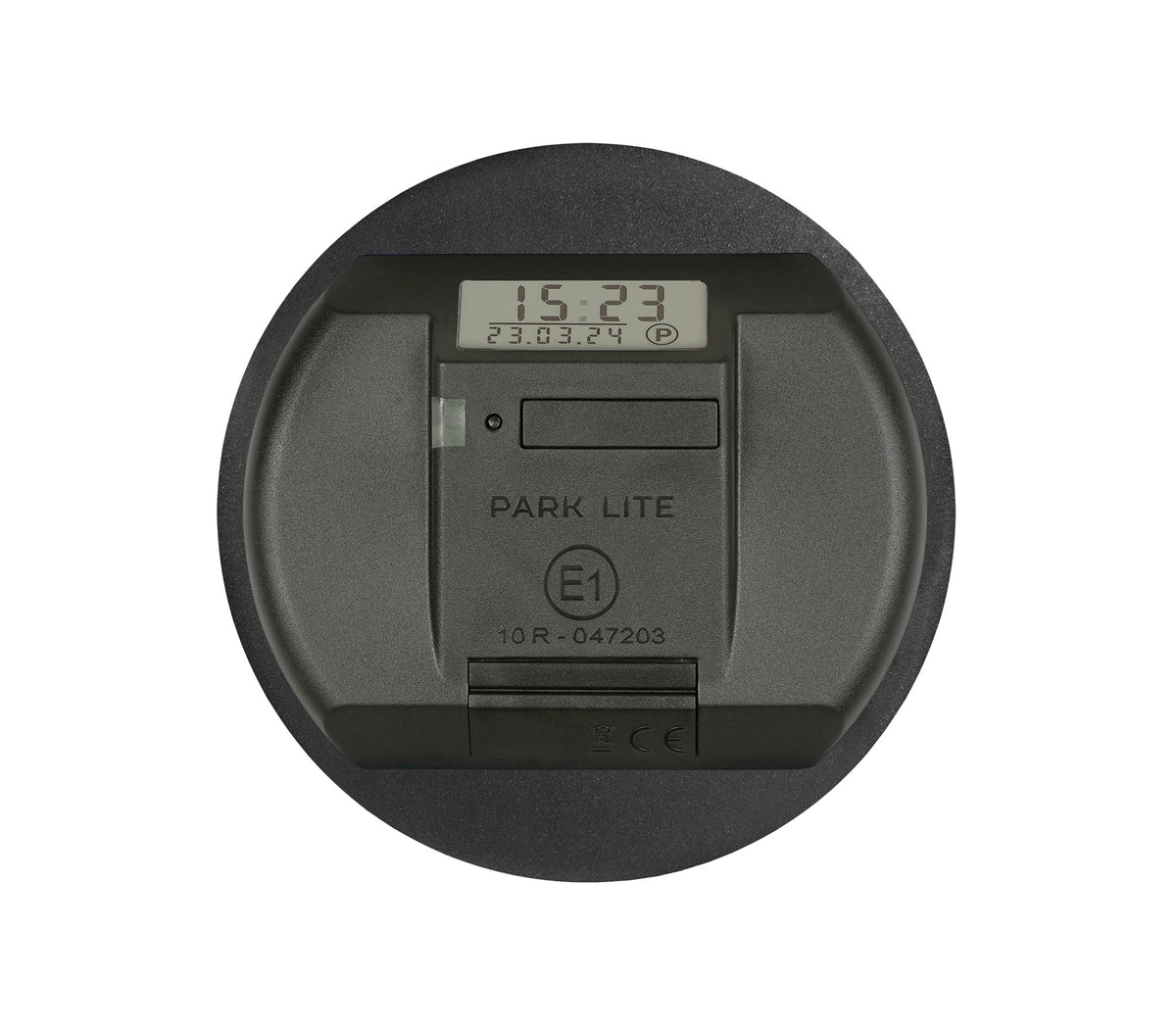Needit Park Lite One runde elektronische Parkscheibe mit Logo – Schwarz