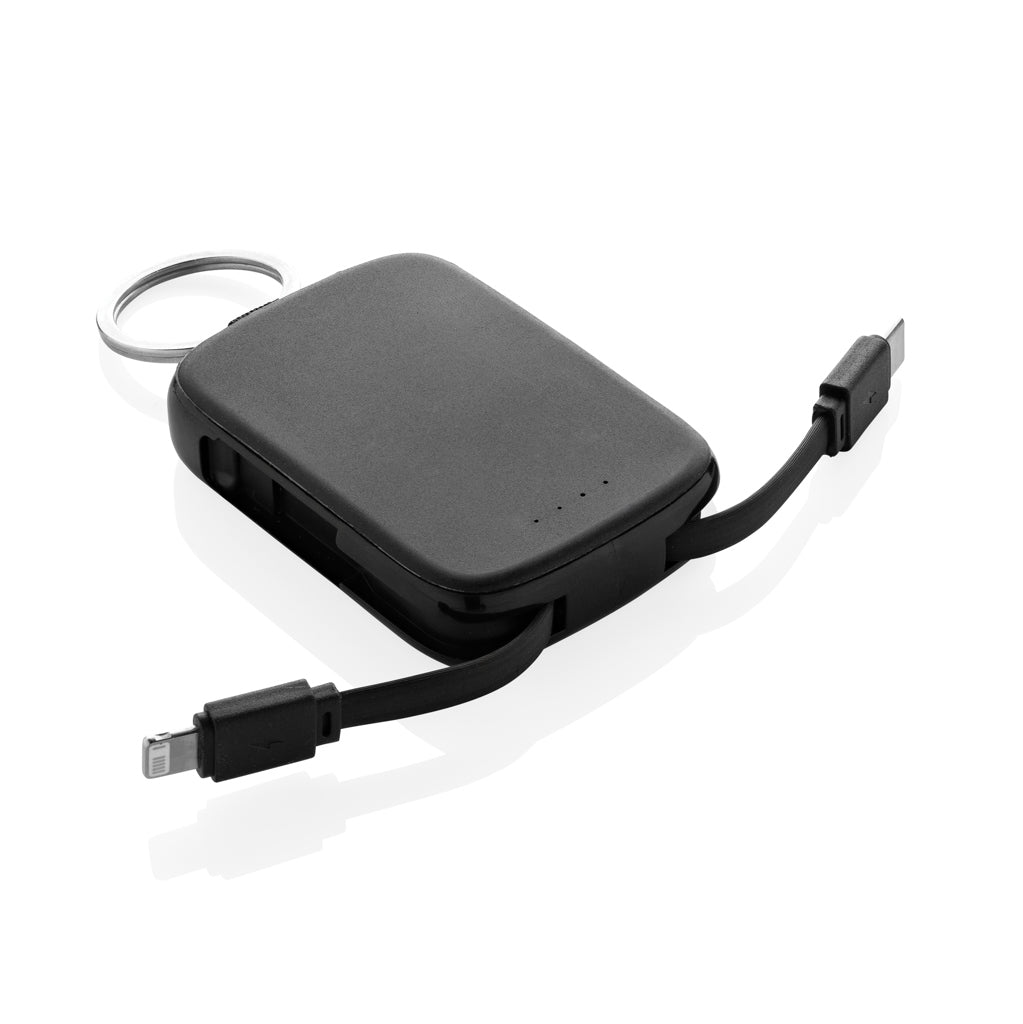 Nexo RCS Key-Chain-Powerbank 2.000mAh mit integr. Kabeln – schwarz