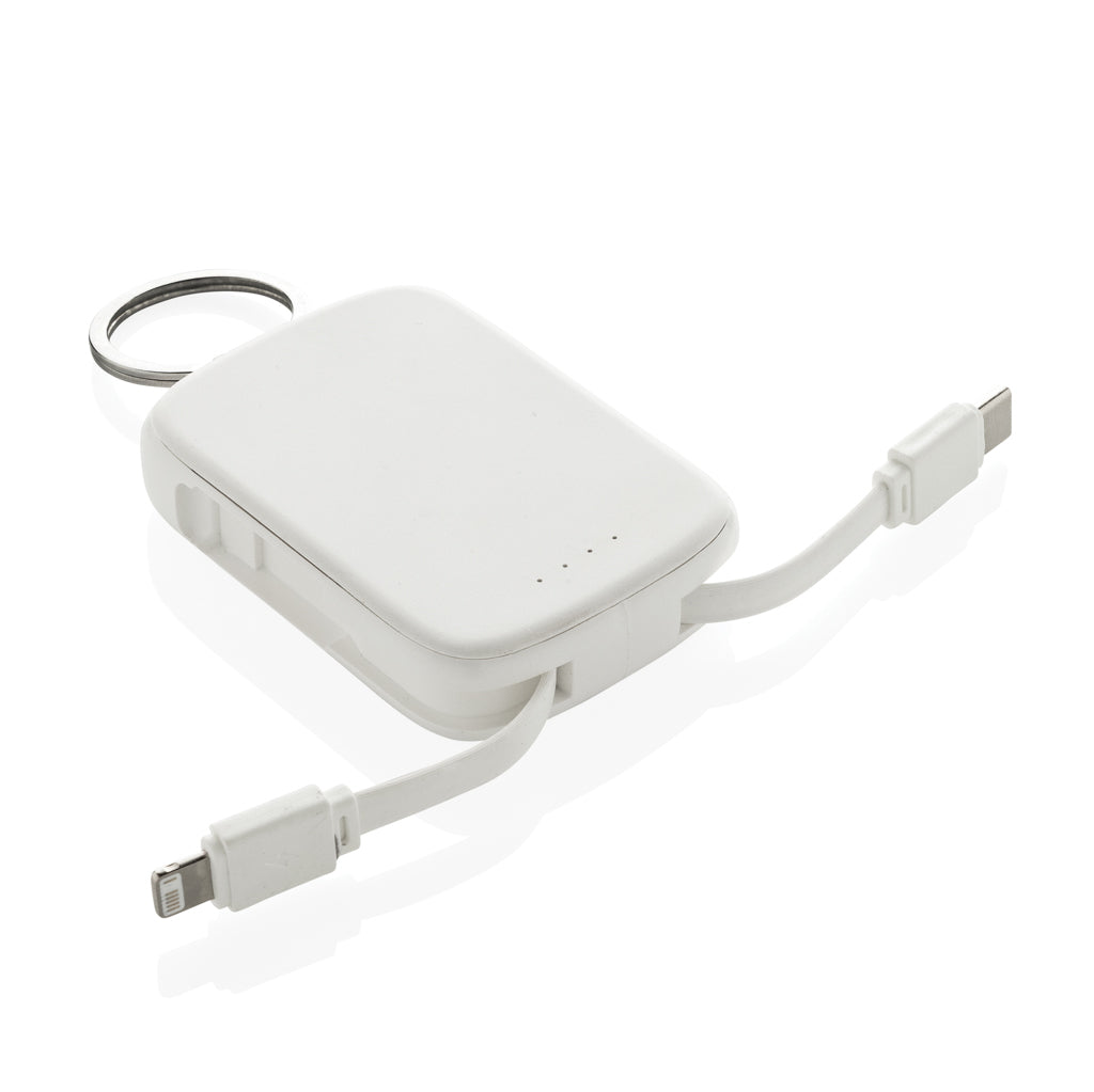 Nexo RCS Key-Chain-Powerbank 2.000mAh mit integr. Kabeln – weiß