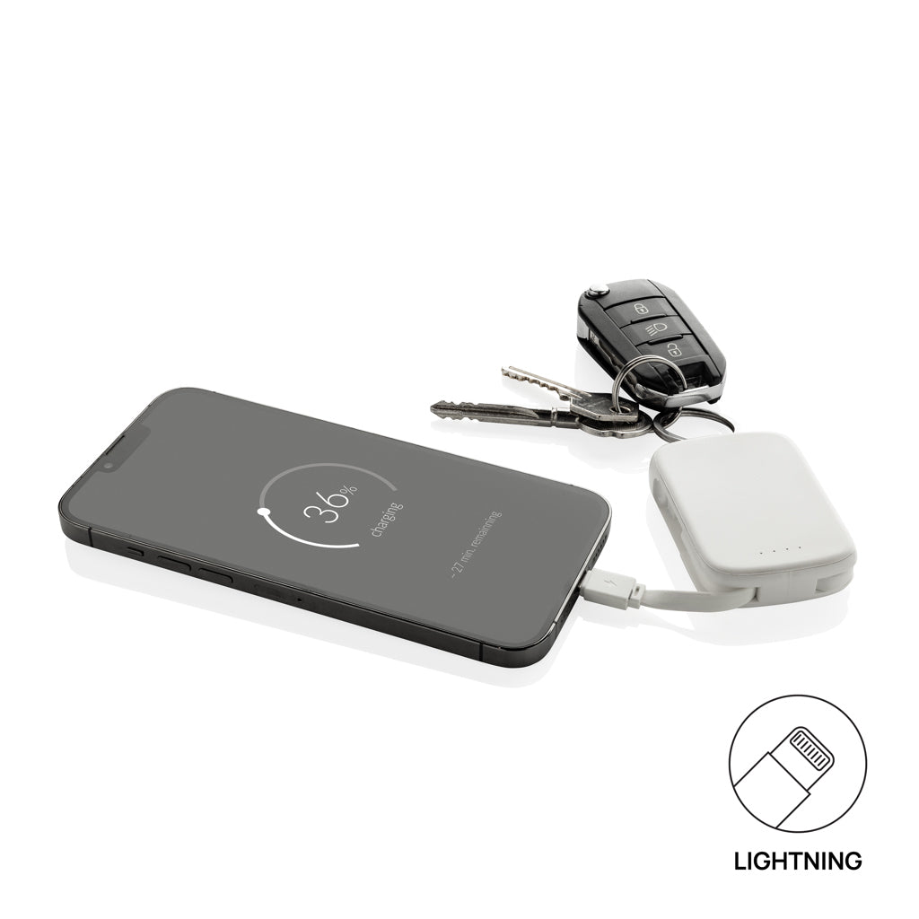 Nexo RCS Key-Chain-Powerbank 2.000mAh mit integr. Kabeln – weiß