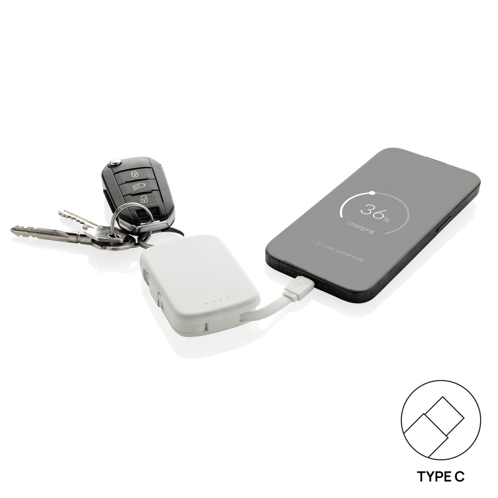 Nexo RCS Key-Chain-Powerbank 2.000mAh mit integr. Kabeln – weiß