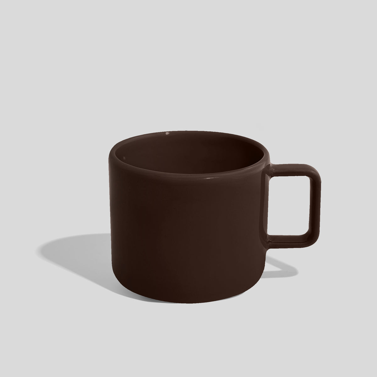 Niedrige Keramiktasse 400 ml mit Eckhenkel – Dunkelbraun