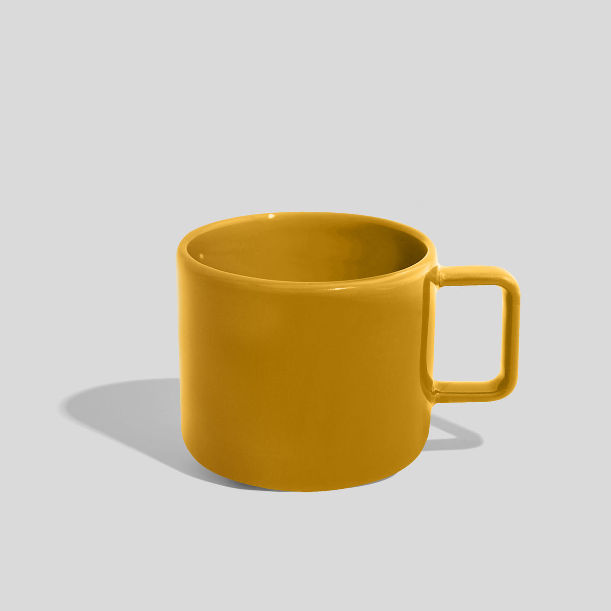 Niedrige Keramiktasse 400 ml mit Eckhenkel – Gelb