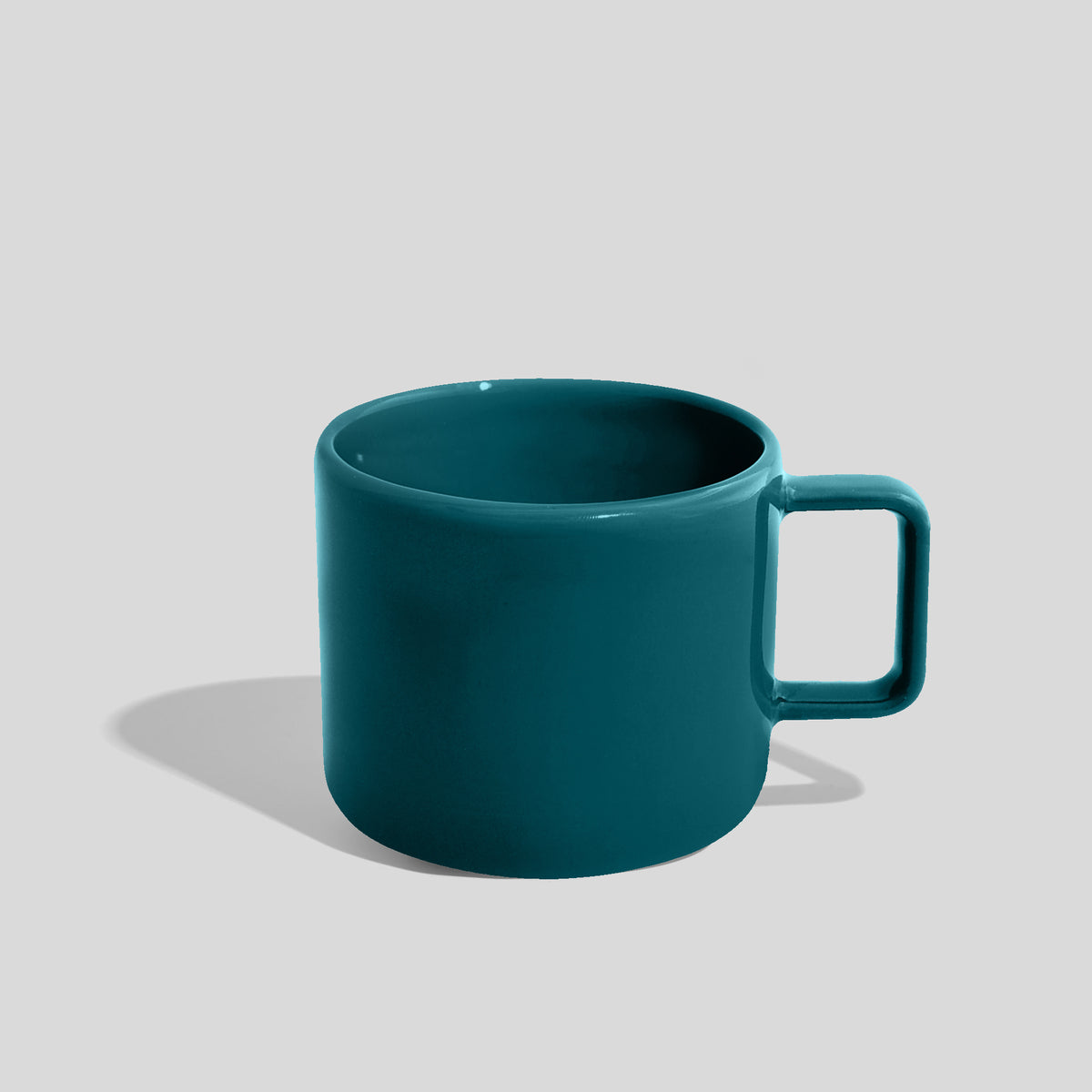 Niedrige Keramiktasse 400 ml mit Eckhenkel – Petrol