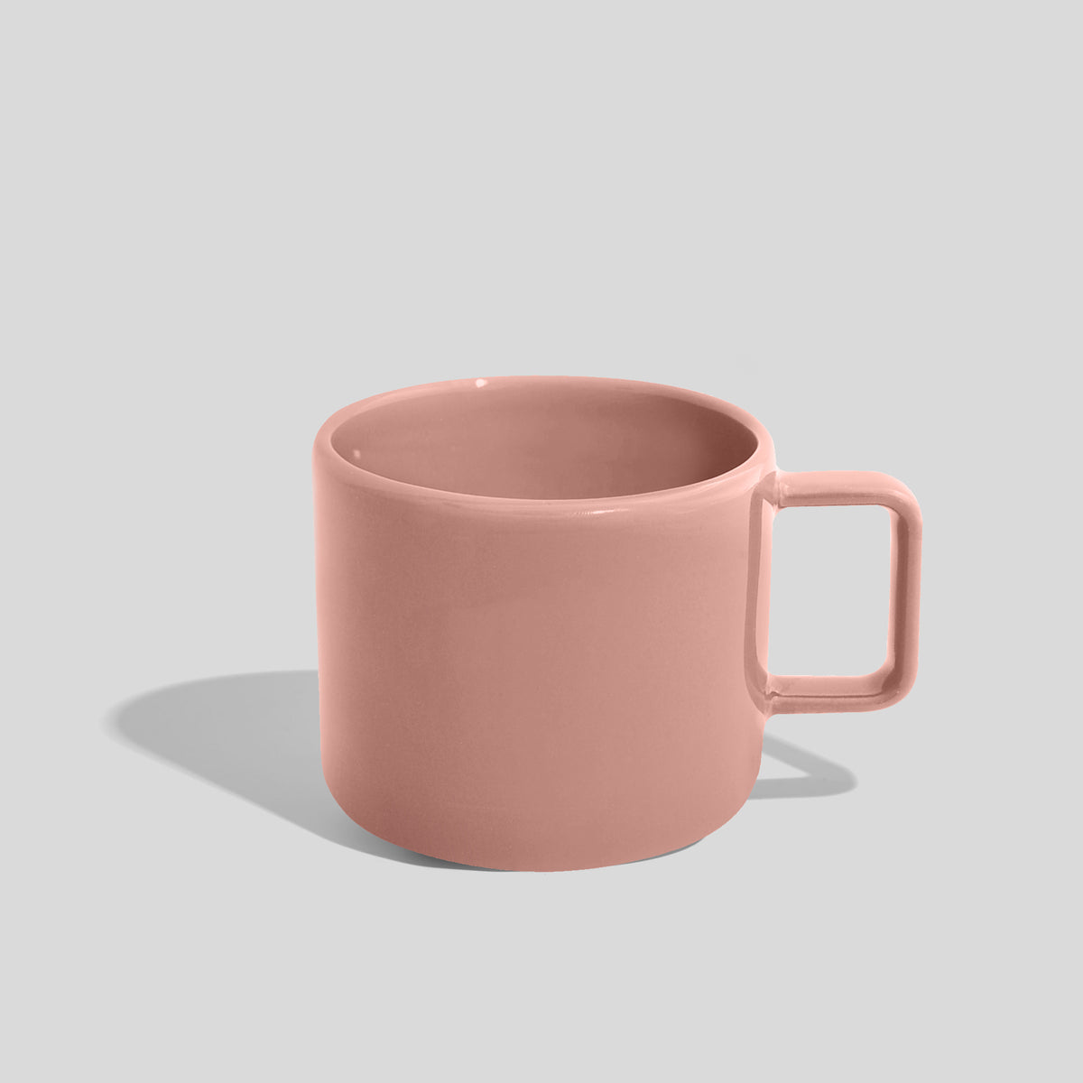 Niedrige Keramiktasse 400 ml mit Eckhenkel – Rosa