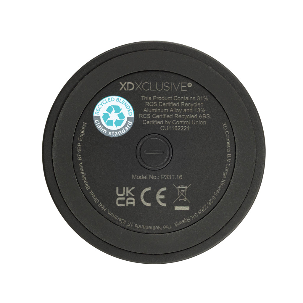 Nivio magnetischer 5W-Speaker aus RCS recyceltem Aluminium – schwarz