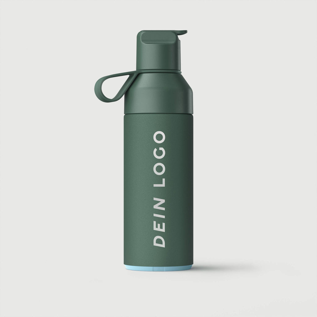 Werbegeschenk - Ocean Bottle GO Thermosflasche mit smartem Verschluss im B2B in dunkelgrün
