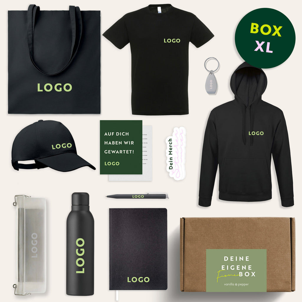 Onboarding Geschenkbox in Größe XL mit individualisierbarem Merch