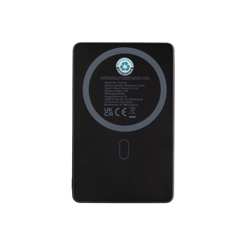 Orion 5.000mAh 5W magnetische Powerbank aus RCS rec. Alu – schwarz
