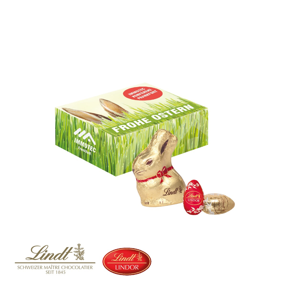 Kompakte Werbeverpackung aus Karton mit vollflächigem Ostermotiv