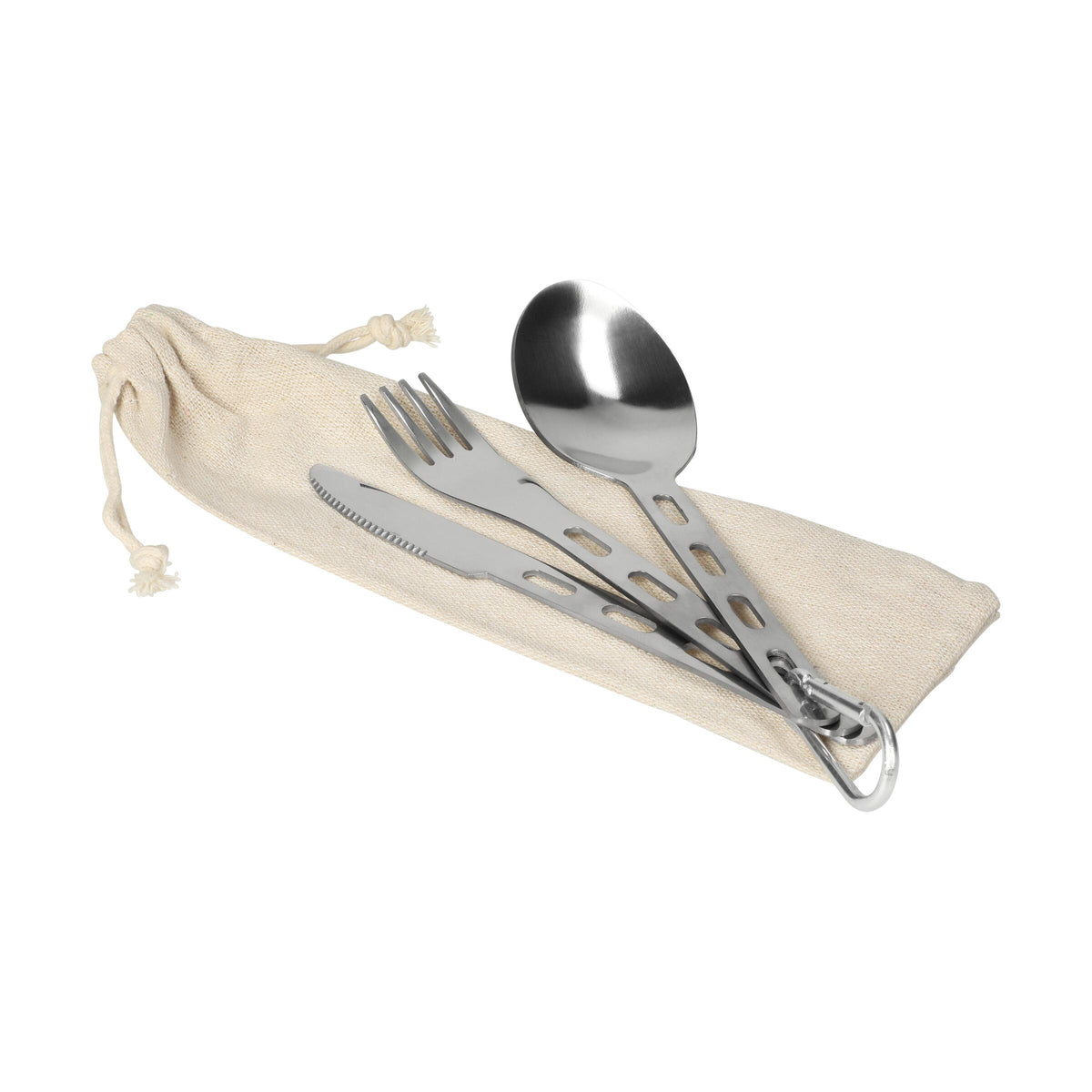 Outdoor-Besteck mit Karabiner „RONA“ – Silber