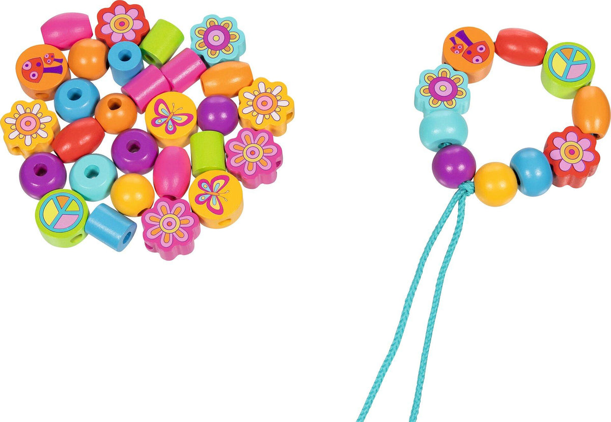 Perlenset Flower Power mit 38 bunten Holzperlen von goki – Ansicht