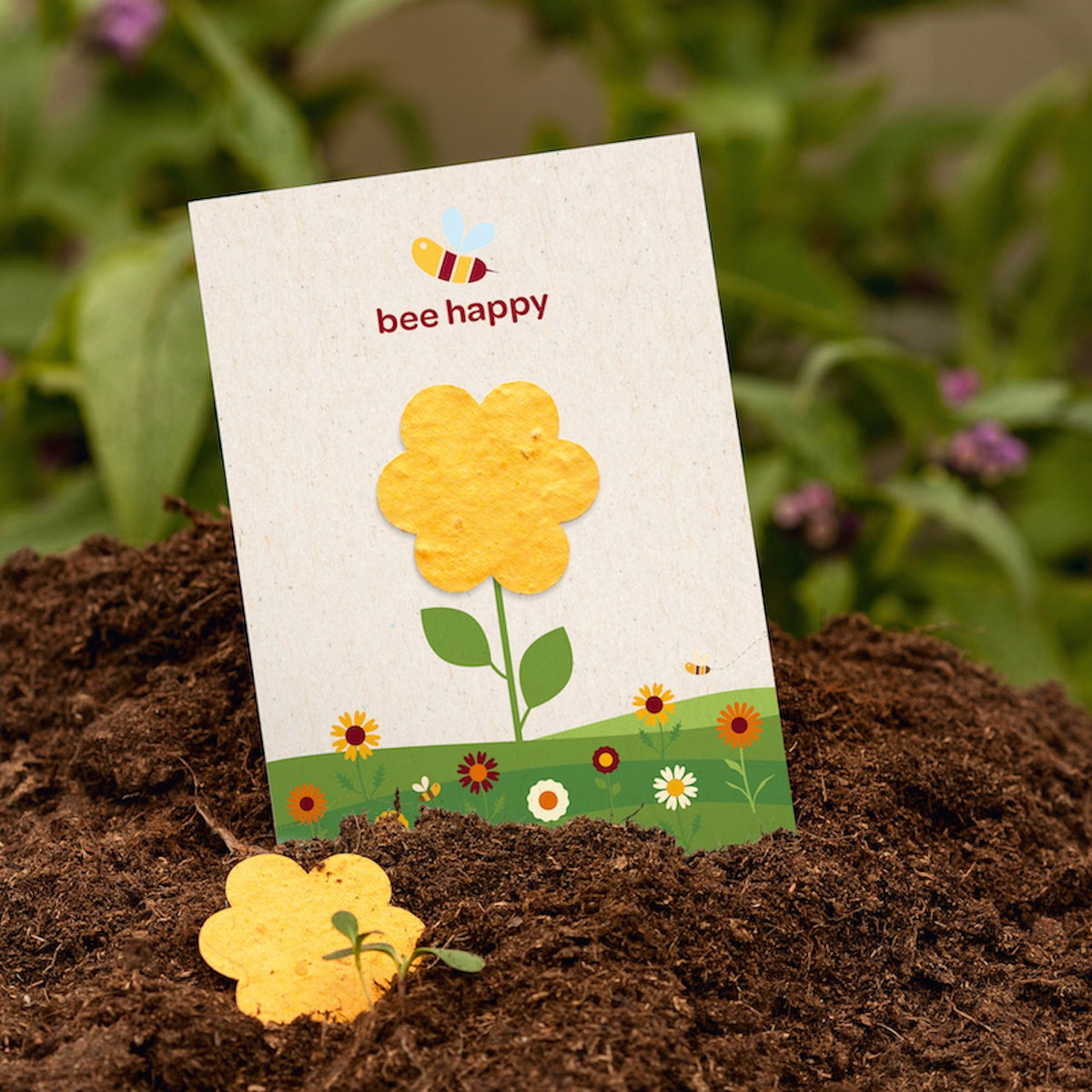Postkarte mit Saatpapiermotiv beidseitig mit Logo bedruckt – Detail