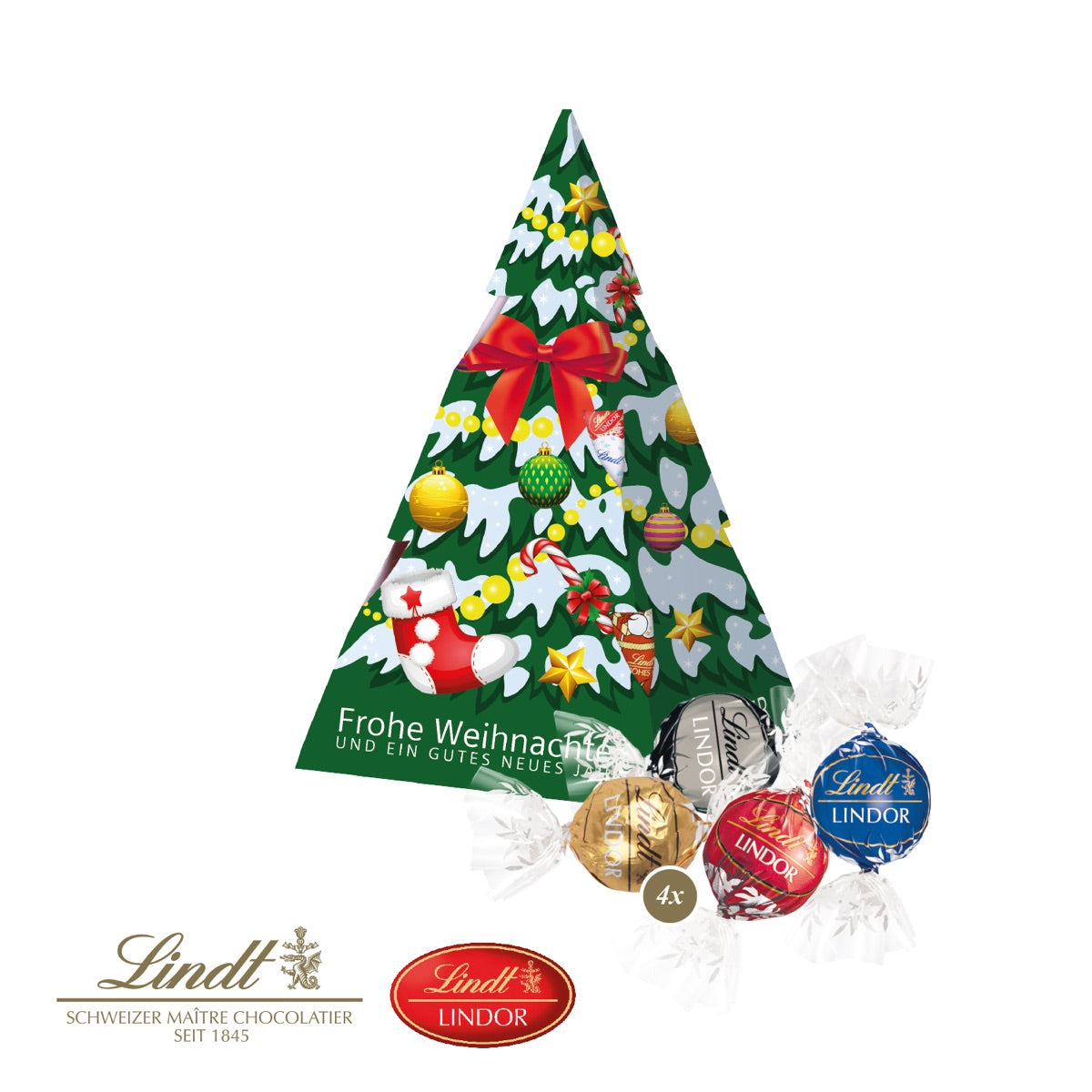 Weihnachtsbaum aus Karton mit Werbemotiv rundum bedruckt