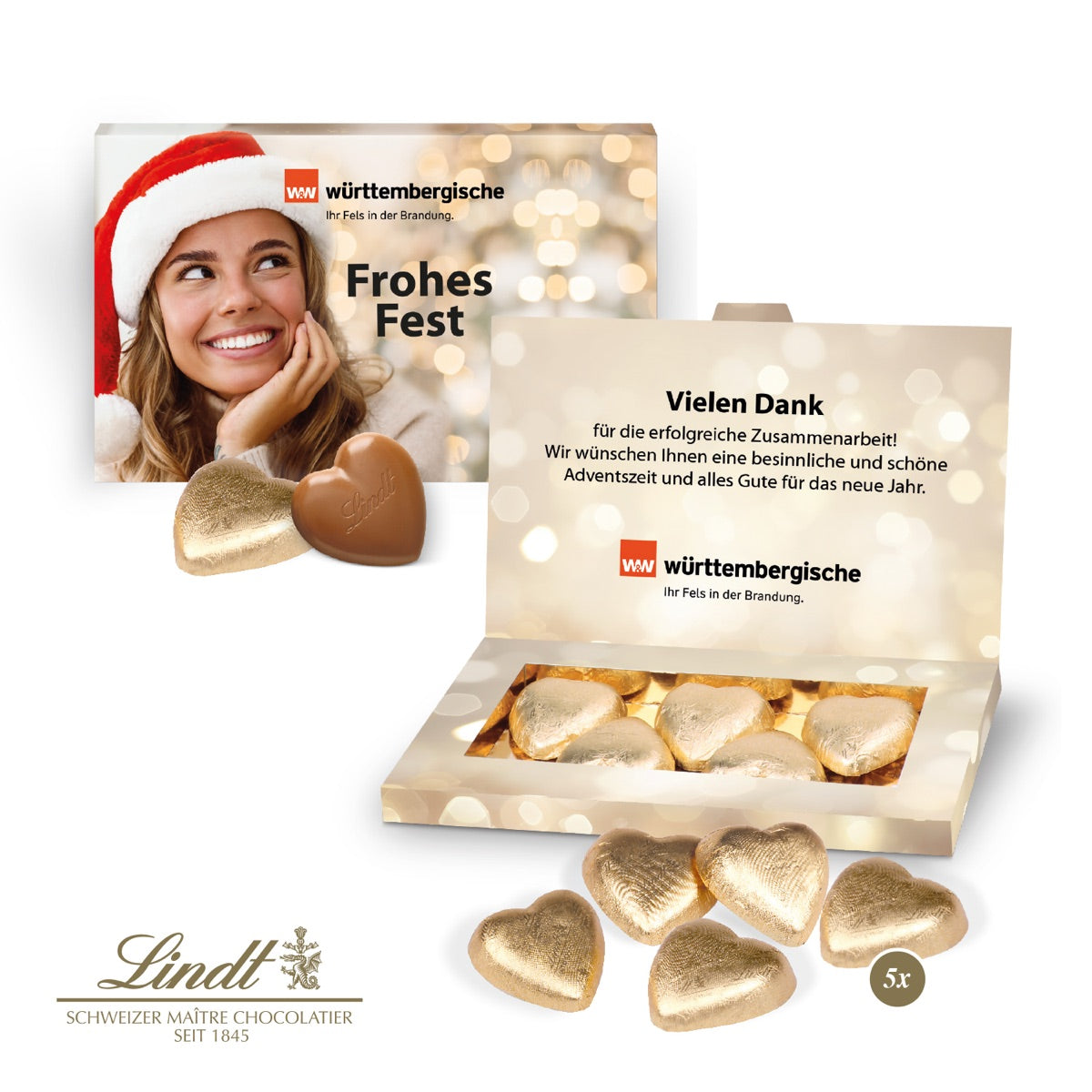 Flache Präsentbox mit individuellem Werbedruck für Kundengeschenke