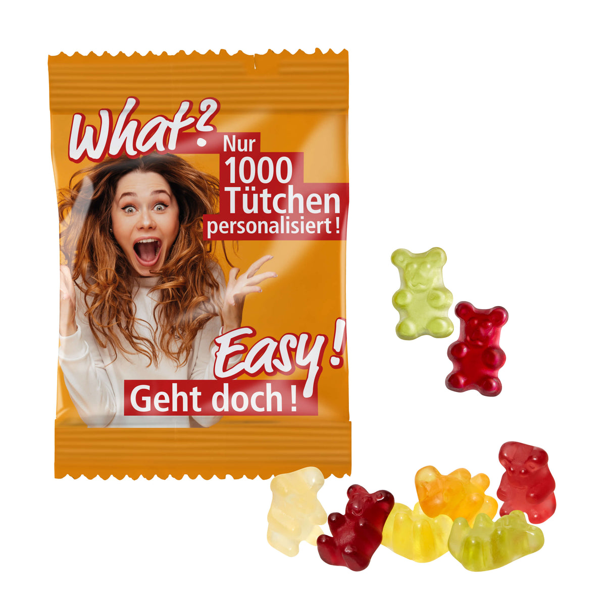 Premium Bärchen im weißen Werbetütchen mit Vierfarbdruck, 10 g