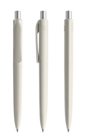 prodir DS8 True Biotic Kugelschreiber in beige mit silber satiniertem Druckknopf